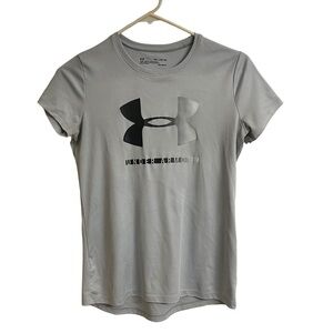 Under Armour Heatgear Youth Light Gray Short Sleeve Tee with Logo Size YXL